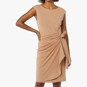 NWT Small Nude Tan/Pink Crepe Wrap Dress